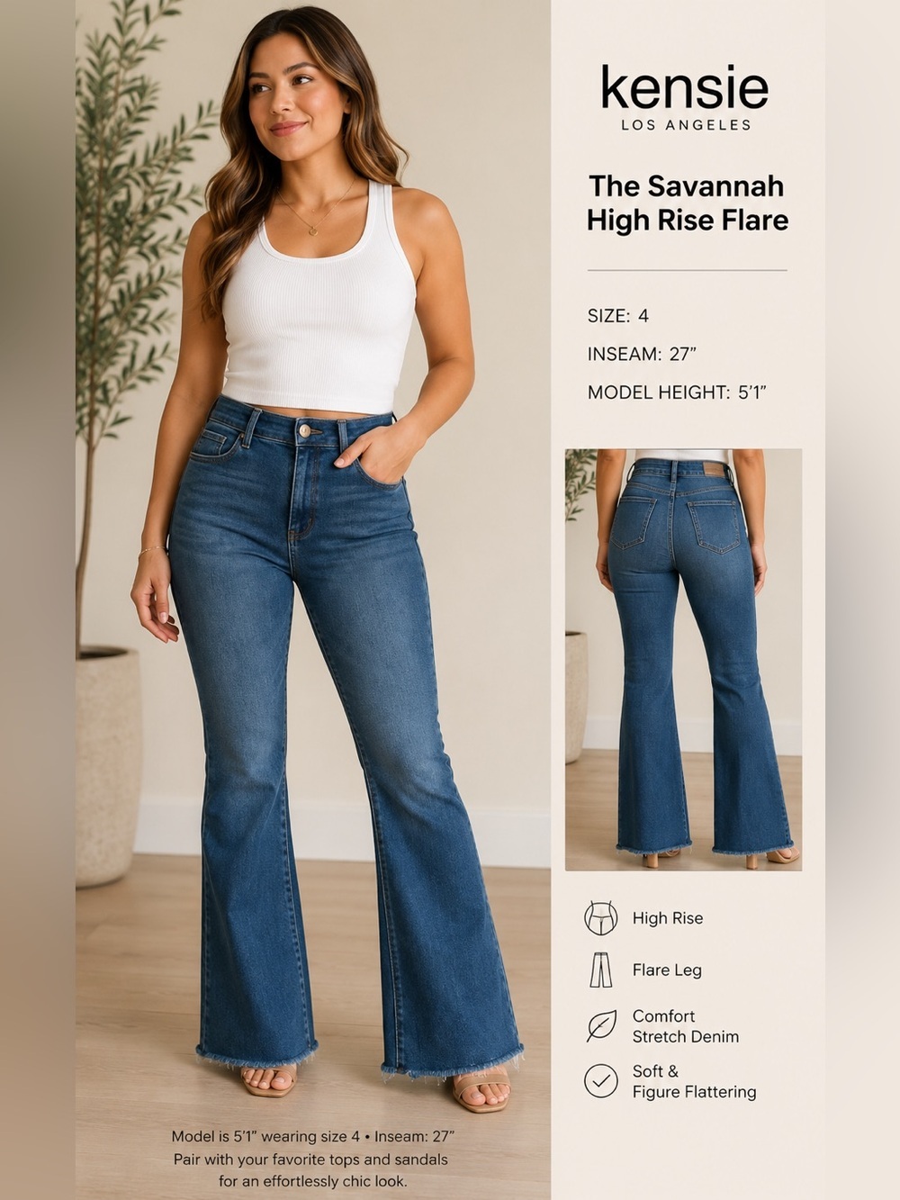 ✨ Kensie The Savannah High Rise Flare Jeans - Size 4 - 27" Inseam